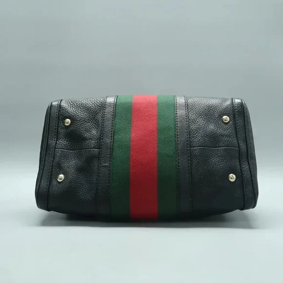 GUCCI Boston Black Leather Satchel 697-021225 - Picture 5 of 12